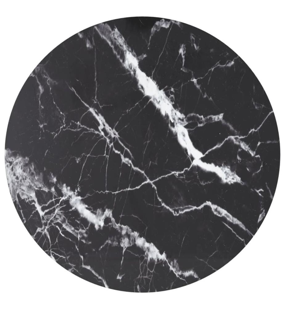 Dessus de table noir Ø80x1 cm verre trempé avec design marbre