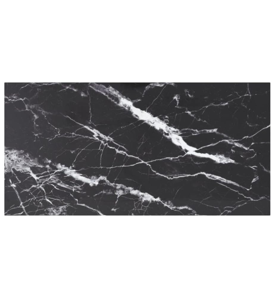 Dessus de table noir 100x50 cm 6 mm verre trempé design marbre