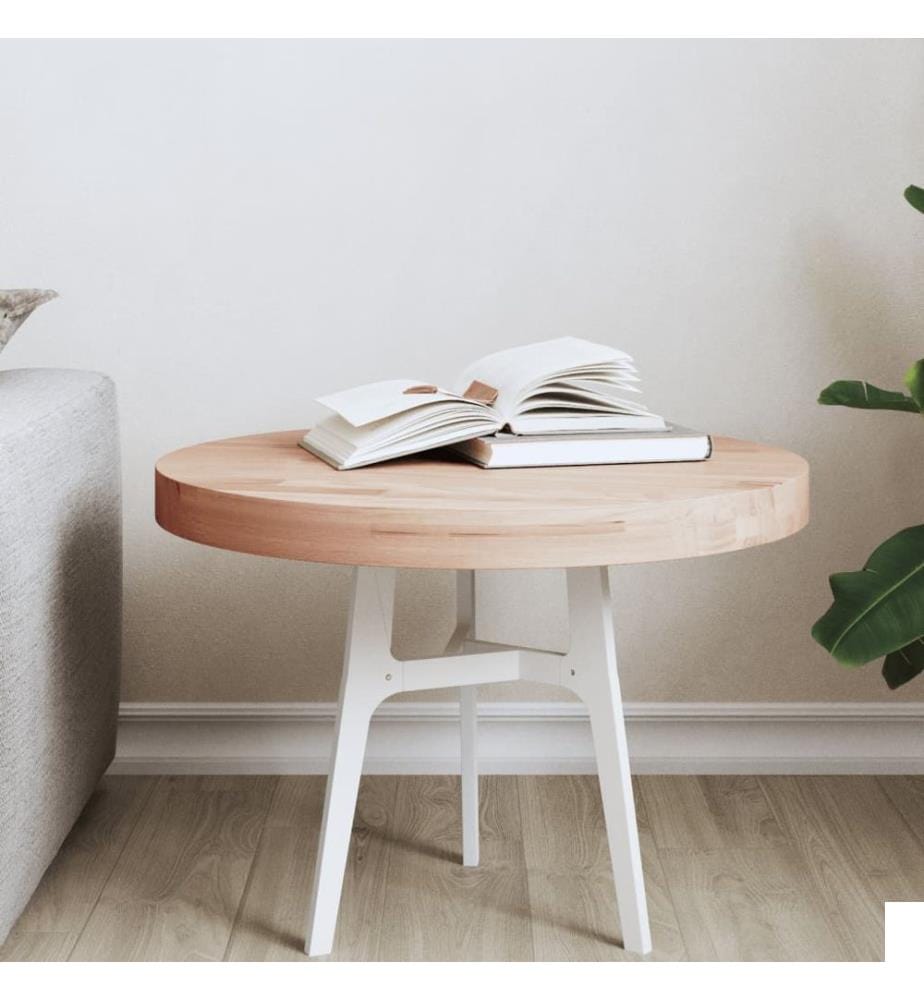 Dessus de table Ø50x4 cm rond bois massif de hêtre