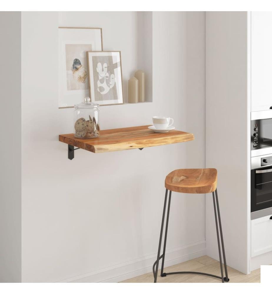 Étagère murale 40x40x2,5cm carré massif acacia bordure assortie