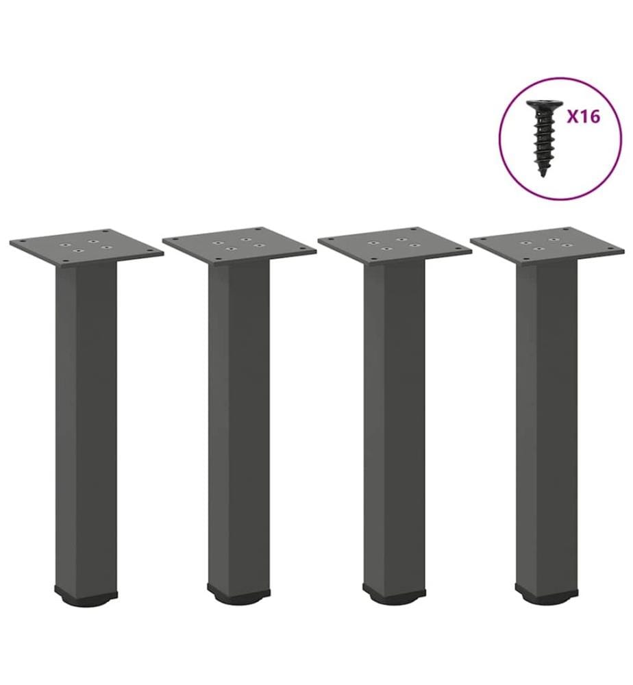 Pieds de table basse 4 pièces Anthracite 30-32 cm Acier