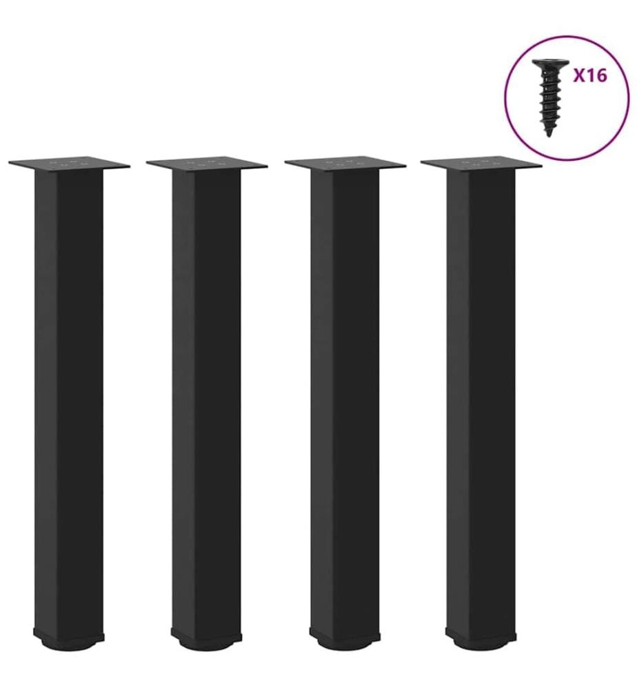Pieds de table console 4 pièces Noir 72-74 cm Acier