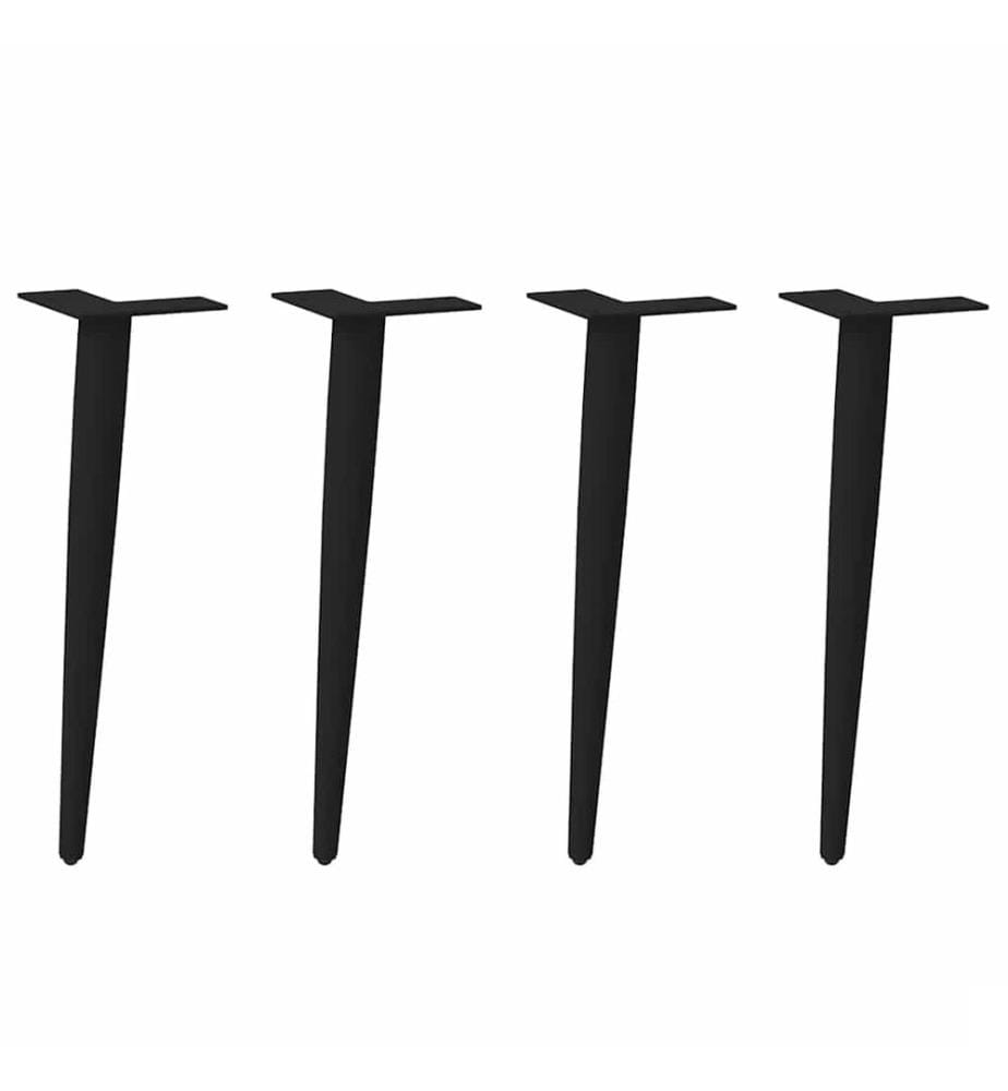 Pieds de table basse coniques 4 pièces Noir 42-43 cm Acier