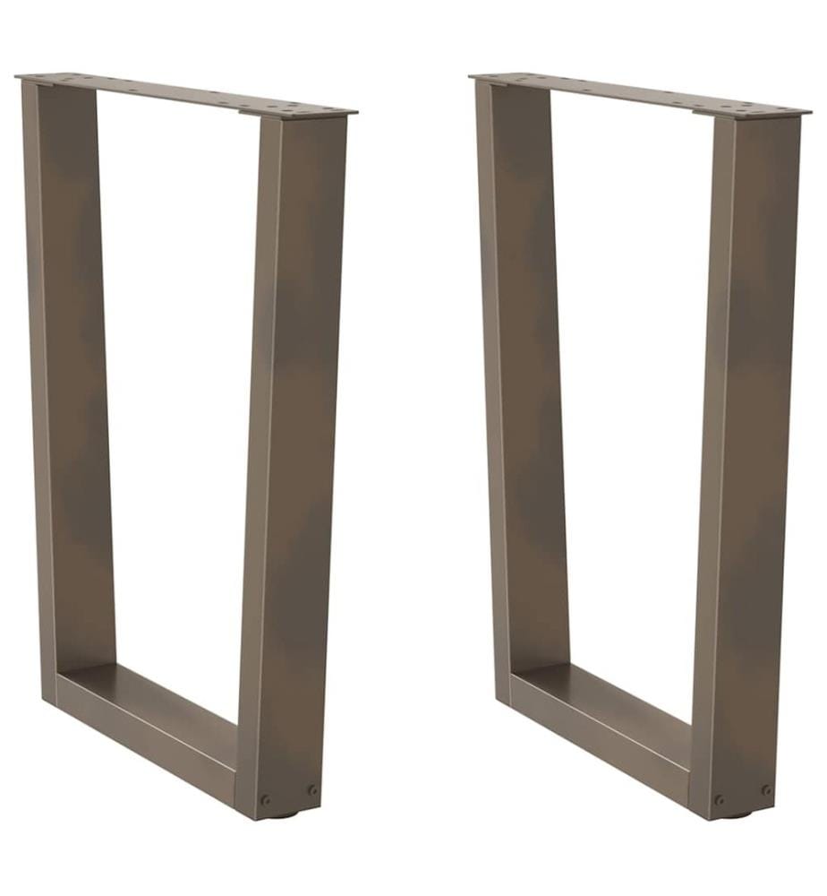 Pieds de table à manger en forme de V, 2 pièces, acier naturel, 60 x (72-73,3) cm