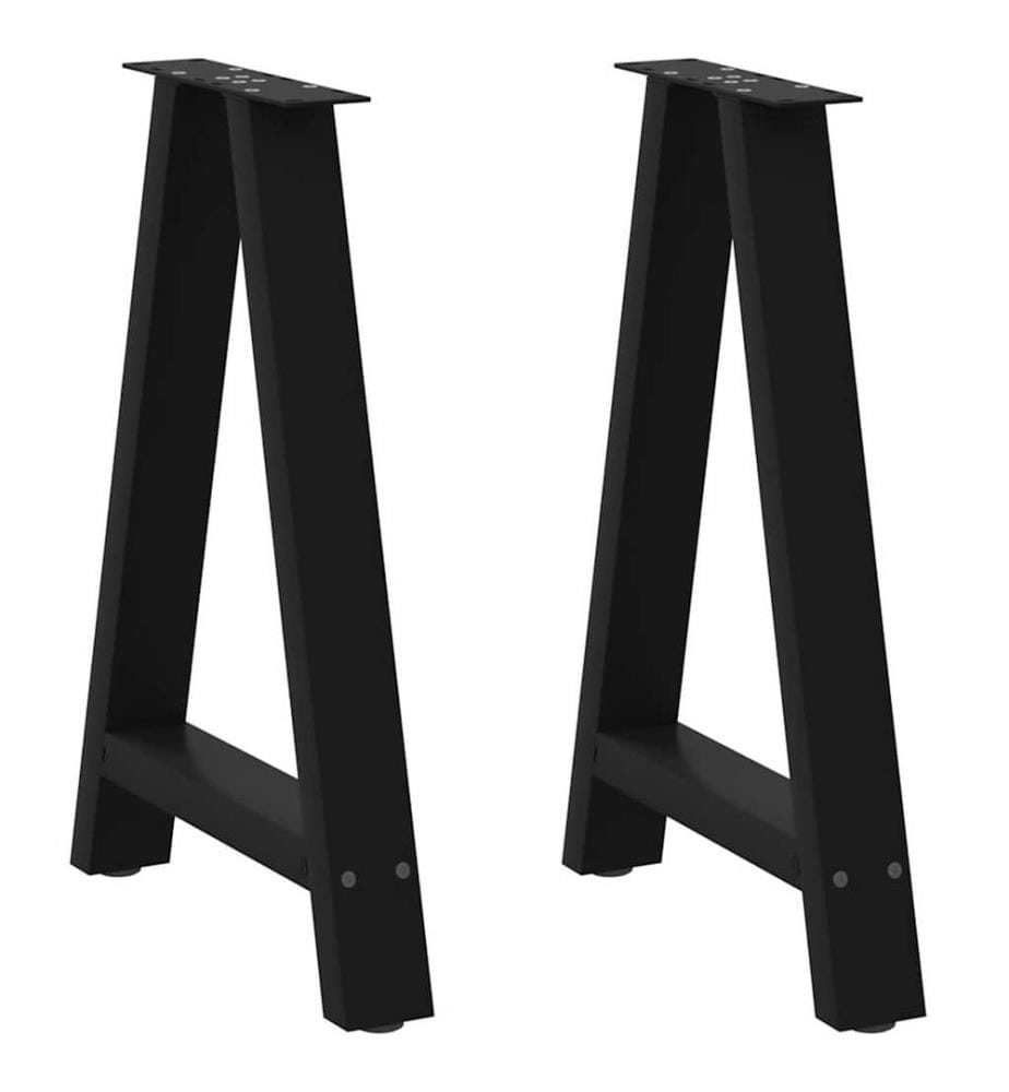 Pieds de table à manger en forme de A 2 pièces Noir 60 x (72-73) cm Acier