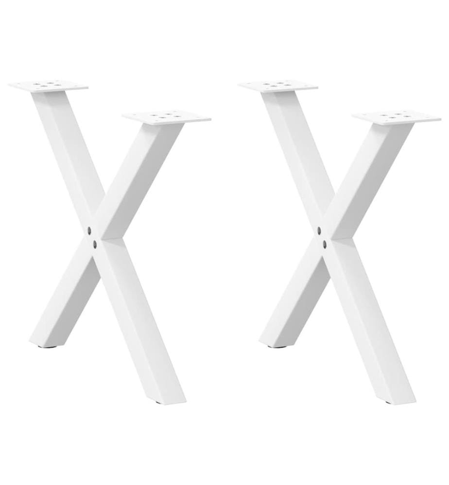 Pieds de table basse en forme de X, 2 pièces, blanc, 50 x (42-43) cm, acier
