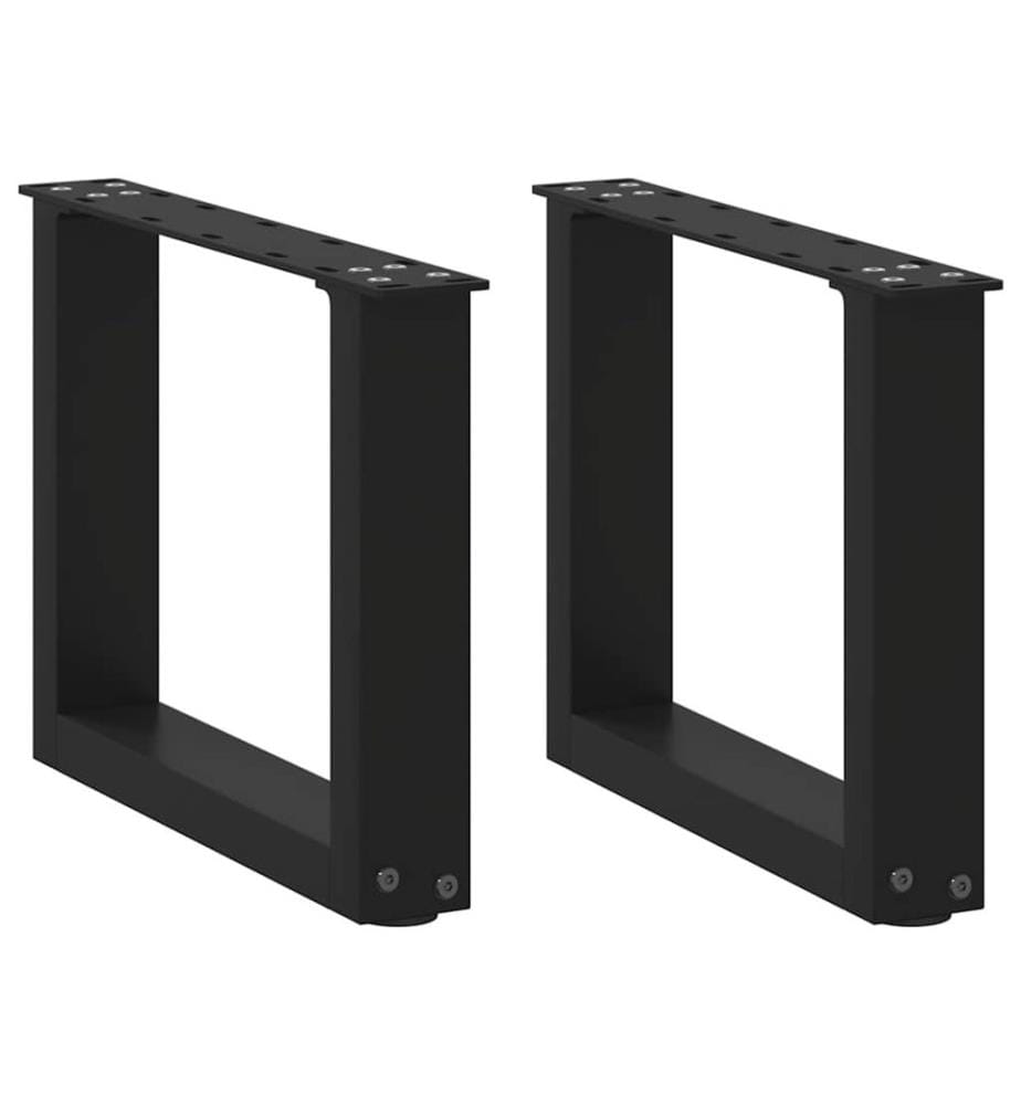 Pieds de table basse en U, 2 pièces, noir, 40 x (30-31) cm, acier