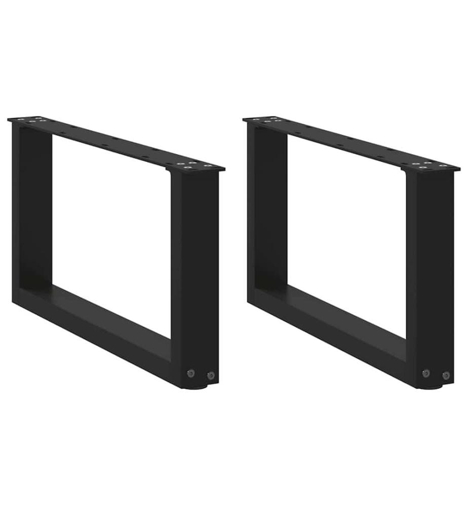 Pieds de table basse en U, 2 pièces, noir, 60 x (30-31) cm, acier