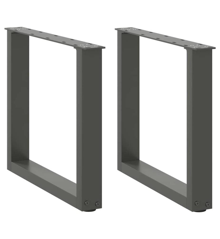 Pieds de table basse en U, 2 pièces, anthracite, 50 x (42-43) cm, acier