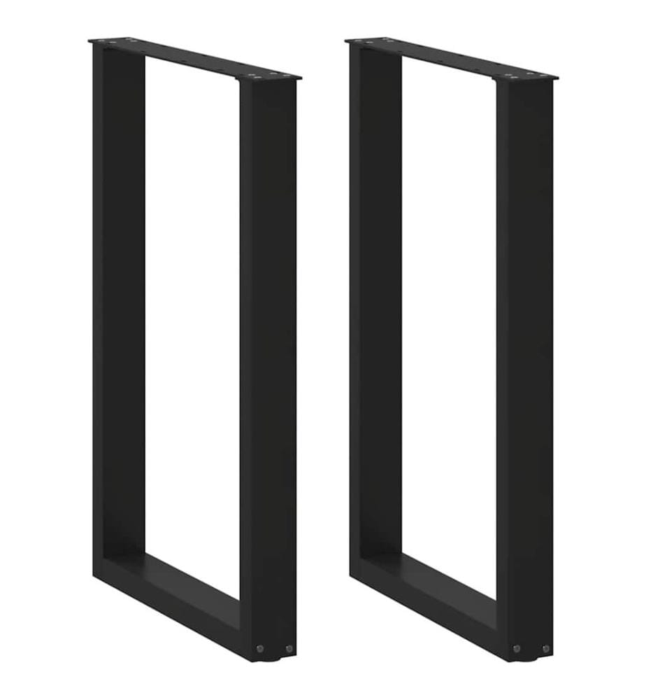 Pieds de table de bar en U, 2 pièces, noir, 60 x 90-91 cm, acier