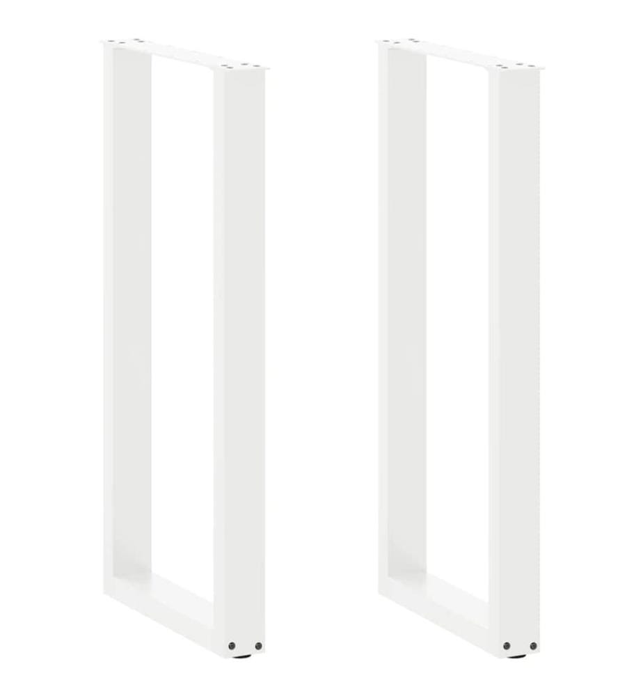 Pieds de table de bar en U, 2 pièces, blanc, 40 x (100-101) cm, acier