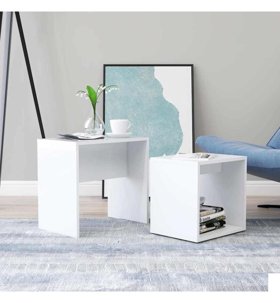 Ensemble de table basse Blanc 48x30x45 cm Bois d'ingénierie