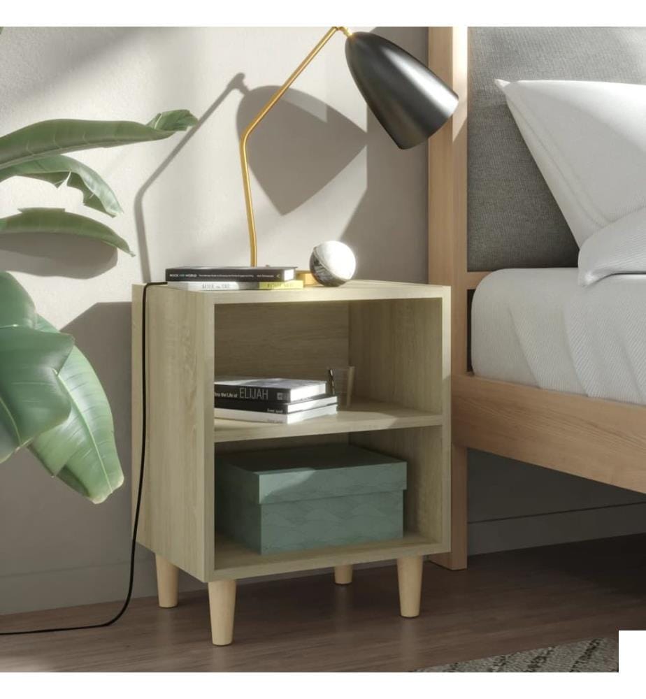 Tables de chevet pieds en bois 2 pcs Chêne sonoma 40x30x50 cm