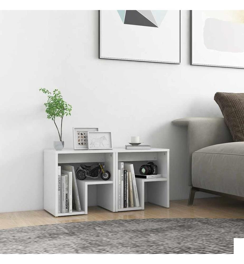 Tables de chevet 2 pcs blanc 40x30x40 cm bois d'ingénierie