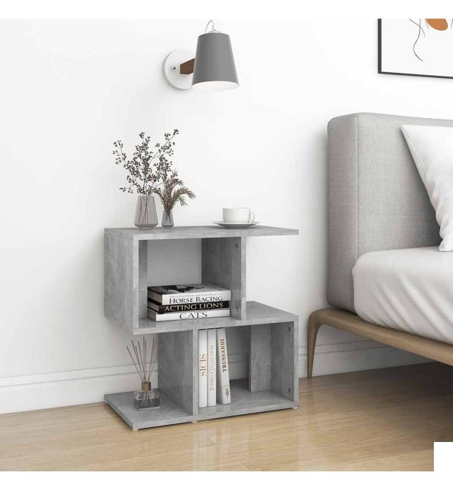 Table de chevet gris béton 50x30x51,5 cm bois d'ingénierie