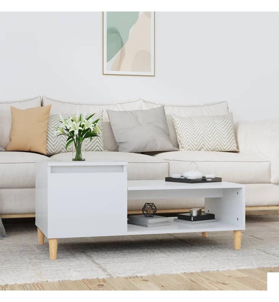 Table basse Blanc brillant 100x50x45 cm Bois d'ingénierie