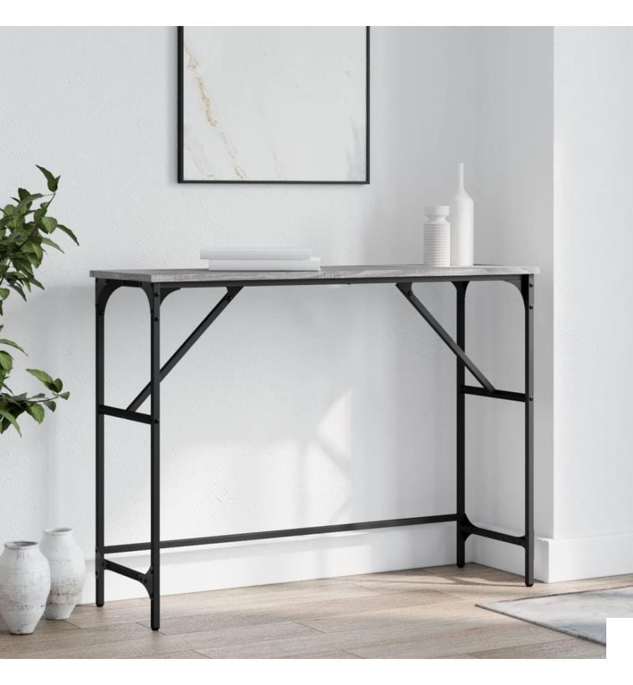 Table console sonoma gris 100x32x75 cm bois d'ingénierie