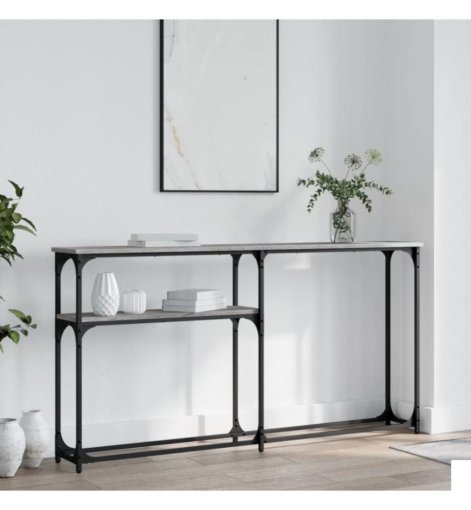 Table console sonoma gris 145x22,5x75 cm bois d'ingénierie