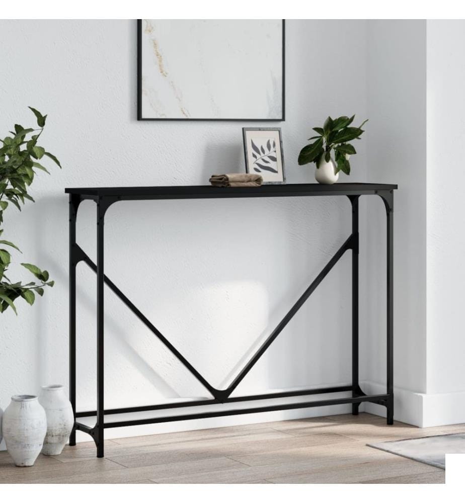 Table console noir 102x22,5x75 cm bois d'ingénierie