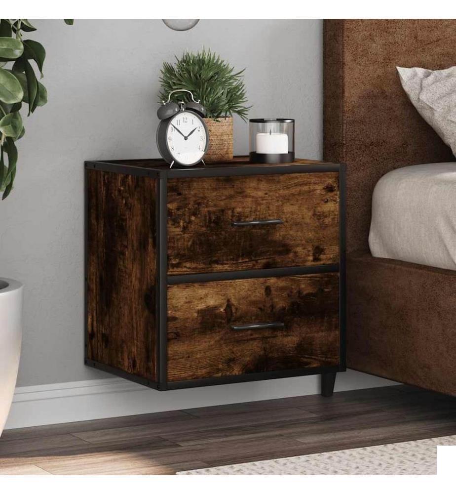 Table de chevet murale Chêne fumé 40x31x39,5 cm