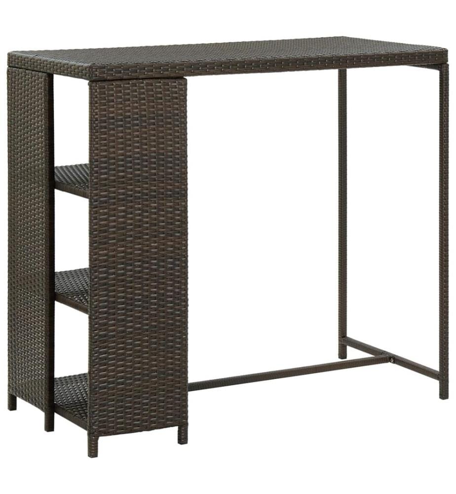 Table de bar avec rangement Marron 120x60x110 cm Résine tressée