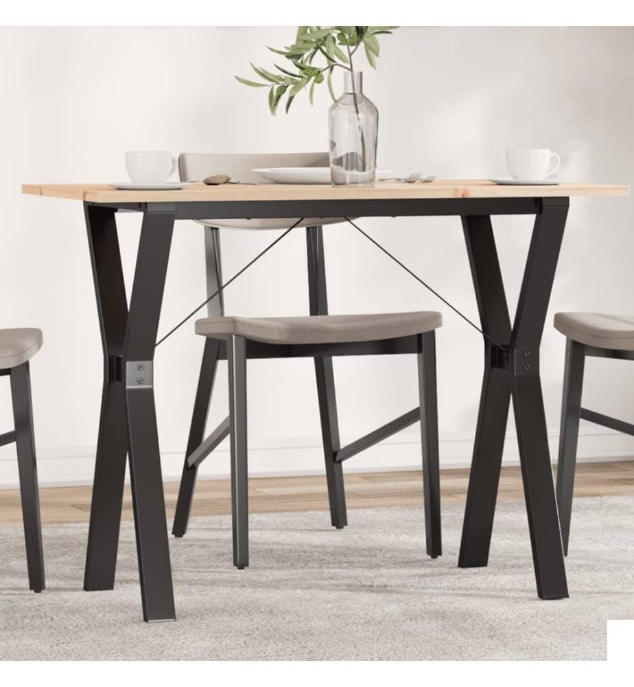 Table à manger cadre en Y 100x50x75 cm bois de pin massif acier