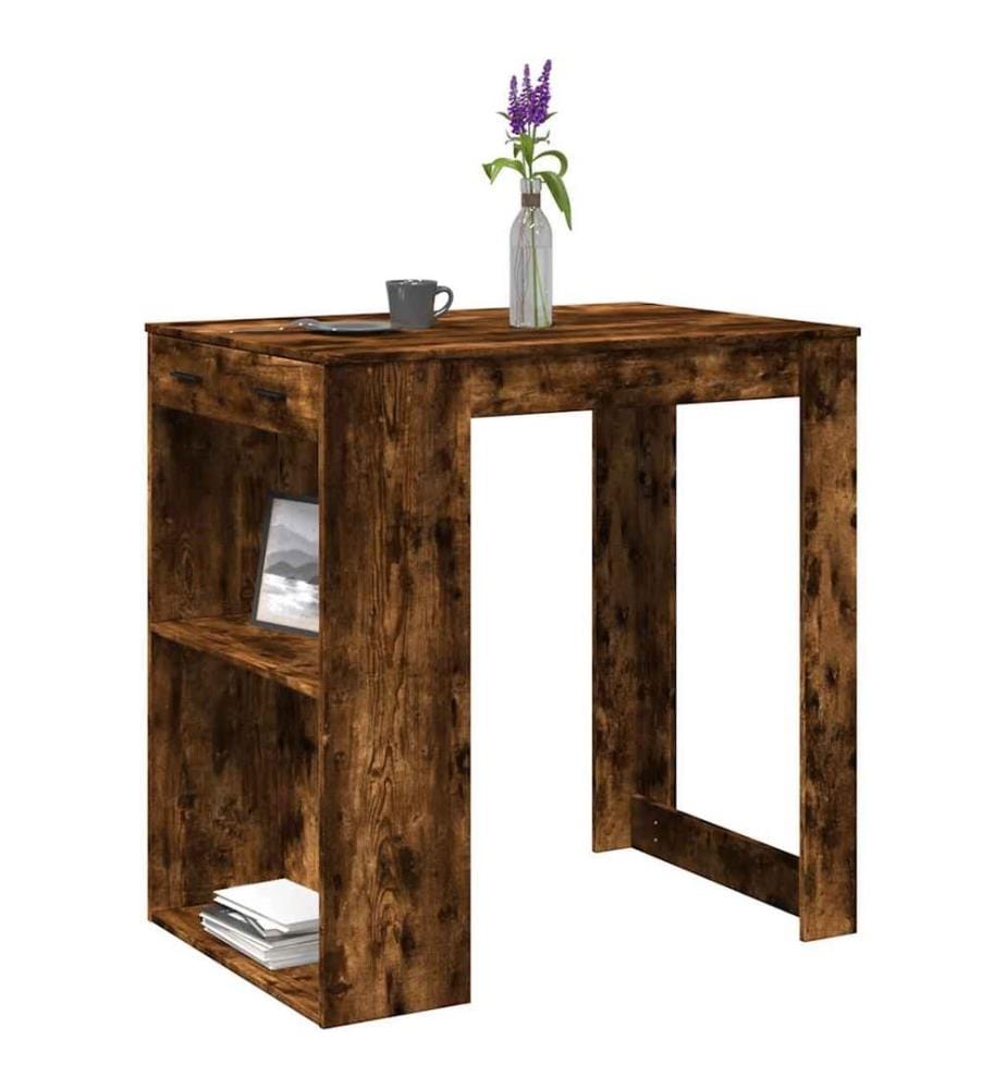 Table de bar chêne fumé 102x70x103,5 cm bois d'ingénierie