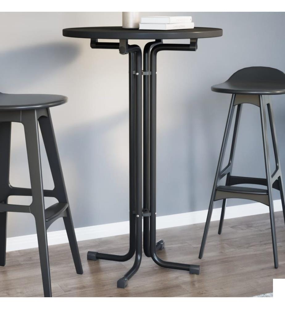 Table de bar noir Ø70x110 cm bois d'ingénierie et acier