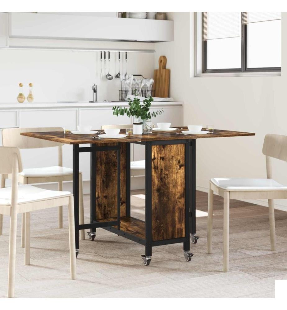 Table à manger pliante avec roulettes 130 x 80 x 76,5 cm