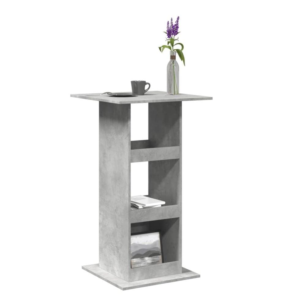 Table de bar avec rangement gris béton bois d'ingénierie