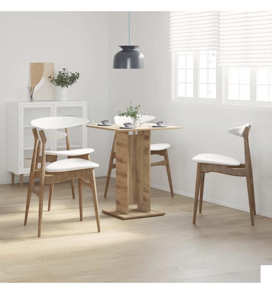 Table de bistro chêne artisanal 60x60x75 cm bois d'ingénierie
