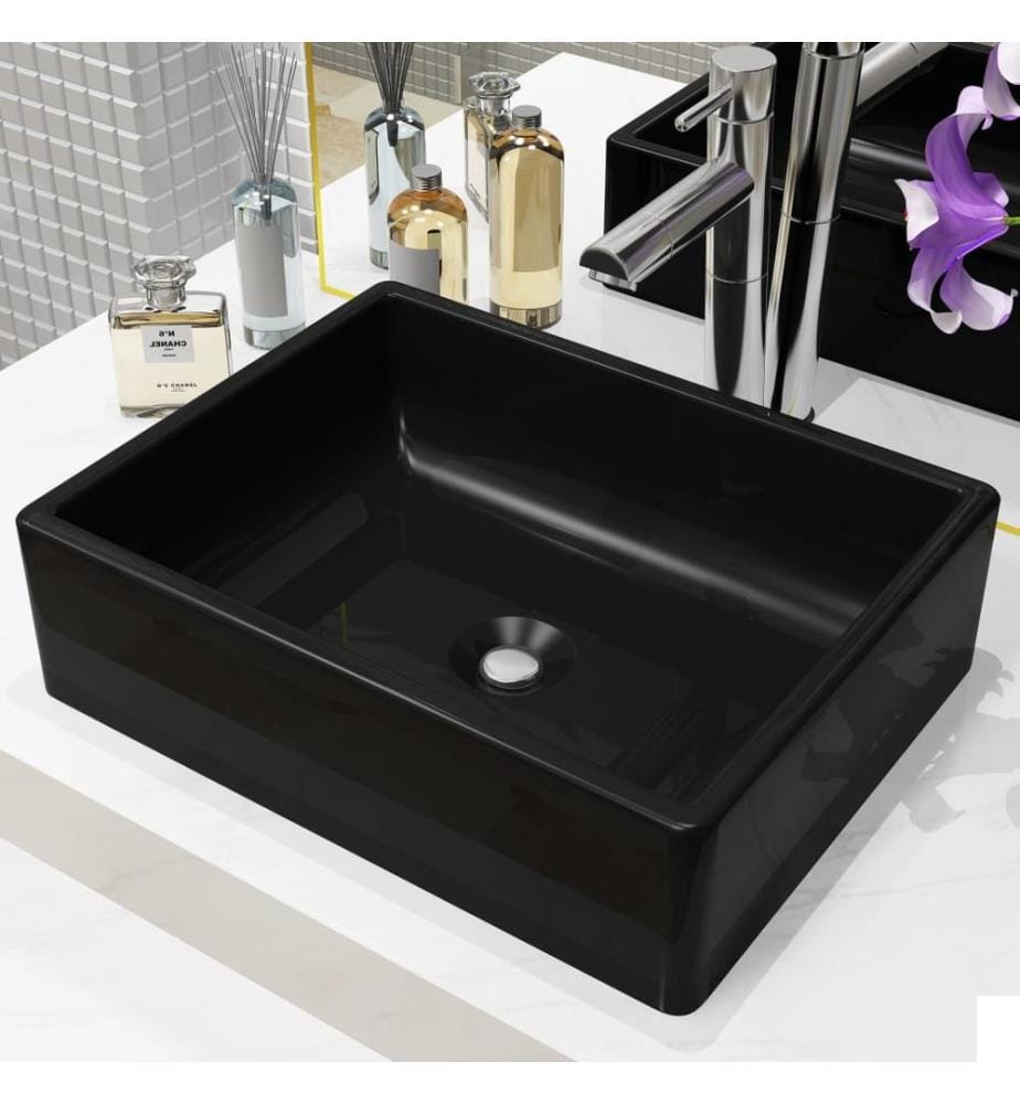 Lavabo Céramique Rectangulaire Noir 41 x 30 x 12 cm