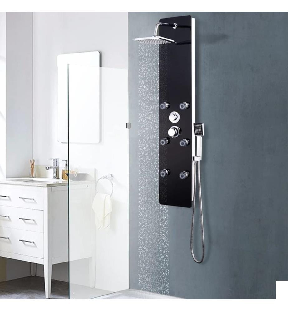 Panneau de douche Verre 25 x 44,6 x 130 cm Noir