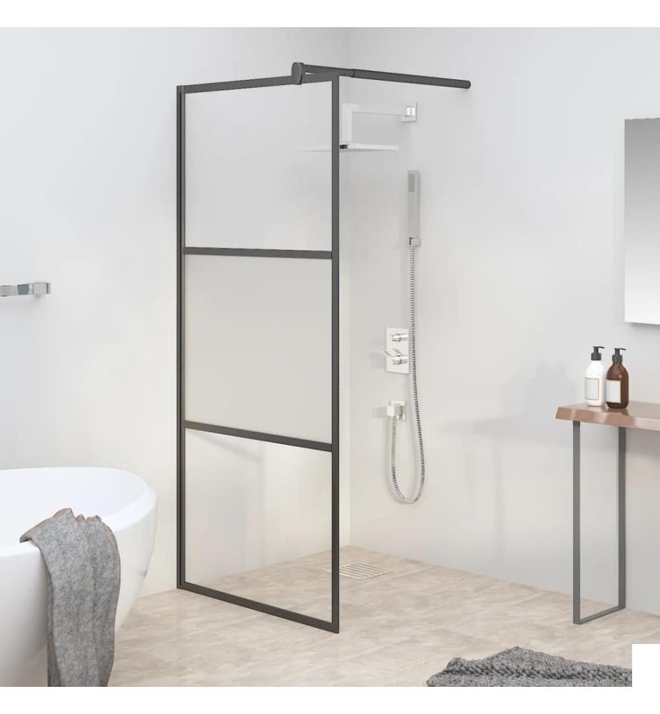 Paroi de douche 80x195 cm Verre ESG demi-dépoli Noir