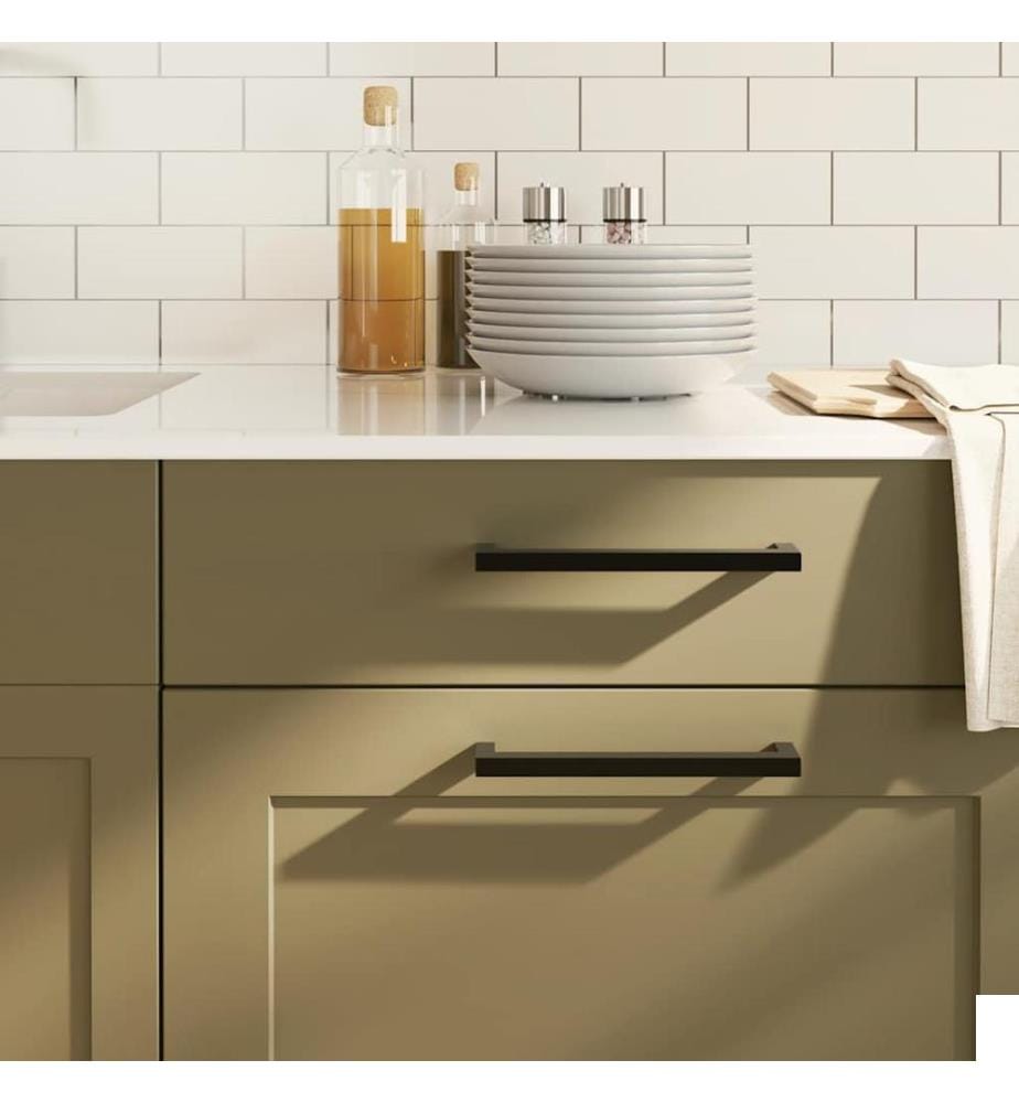 Poignées d'armoire 5 pcs noir 192 mm acier inoxydable
