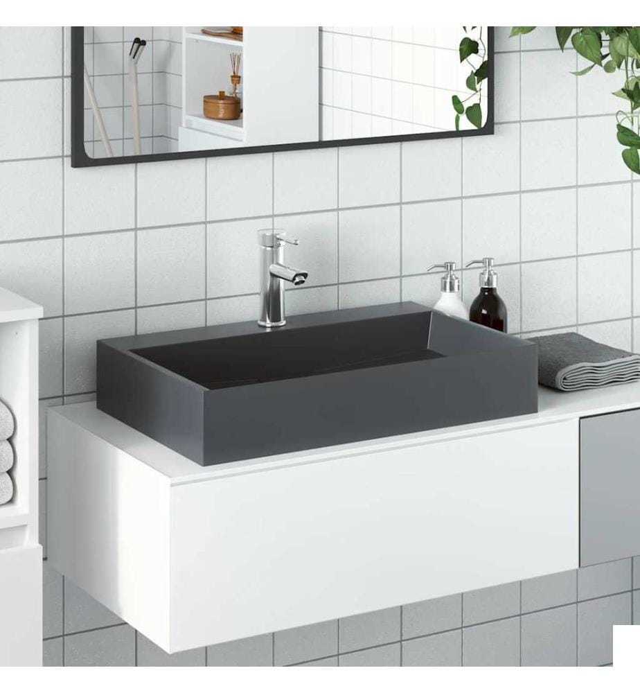Vasque 60x38x11 cm fonte minérale/marbre anthracite