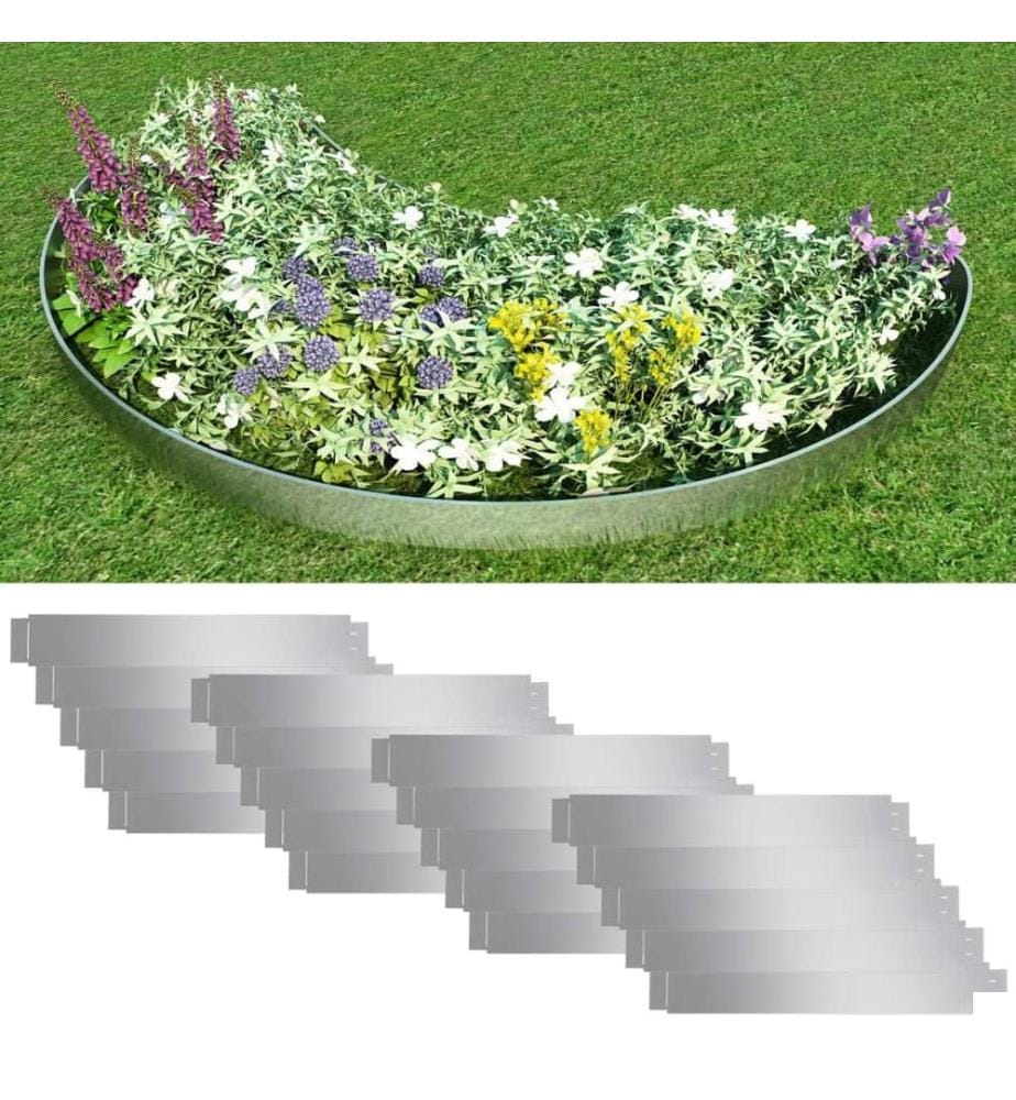 Clôture de pelouse flexible 20 pcs Acier galvanisé 100x14 cm