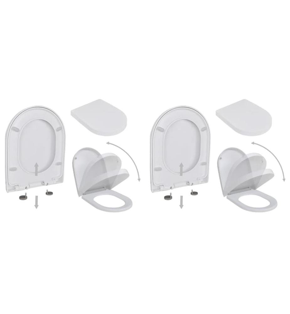 Abattant WC avec frein de chute 2 pcs Plastique Blanc