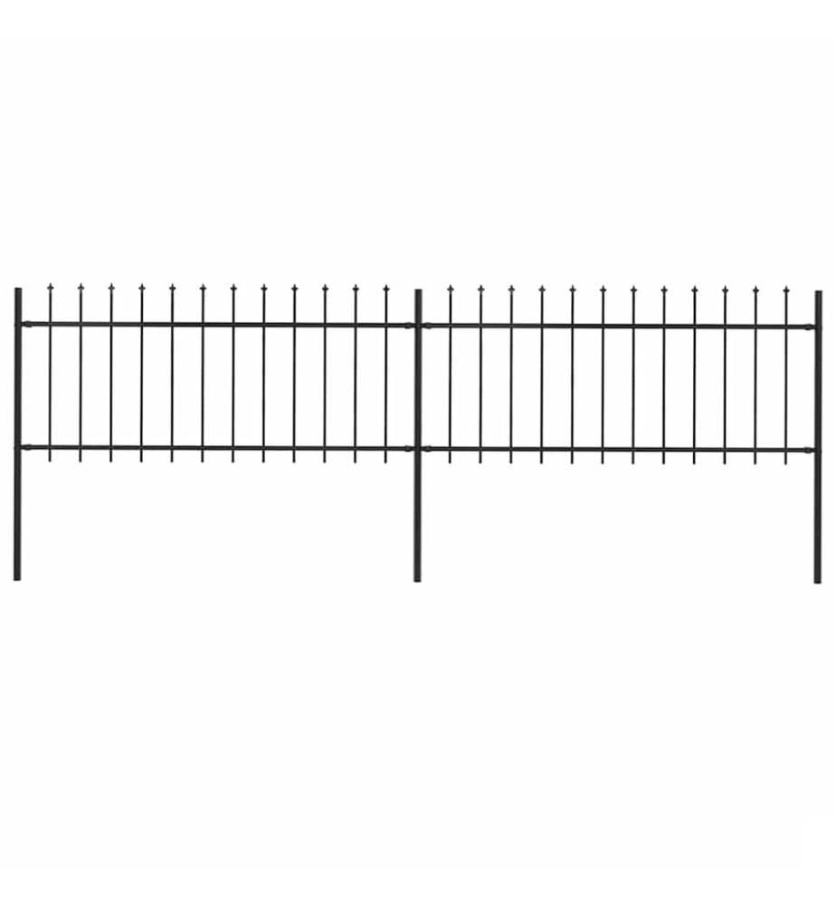 Clôture de jardin avec dessus en forme de lance en acier 359 x 80 cm Noir