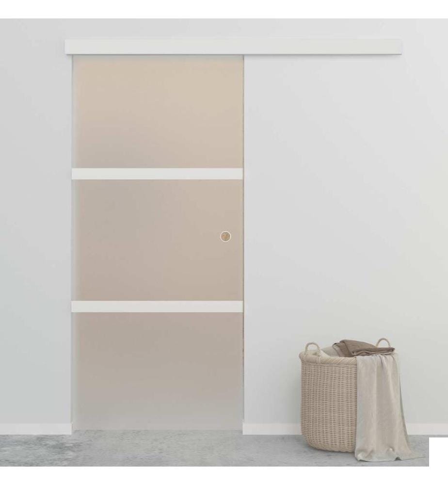 Porte coulissante Verre ESG et aluminium 90x212 cm Argenté