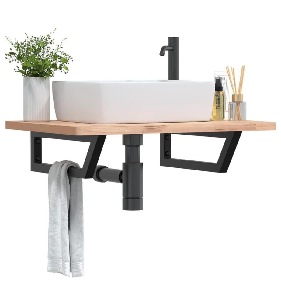 Supports d'étagères pour lavabo 2 pcs noir trapèze acier