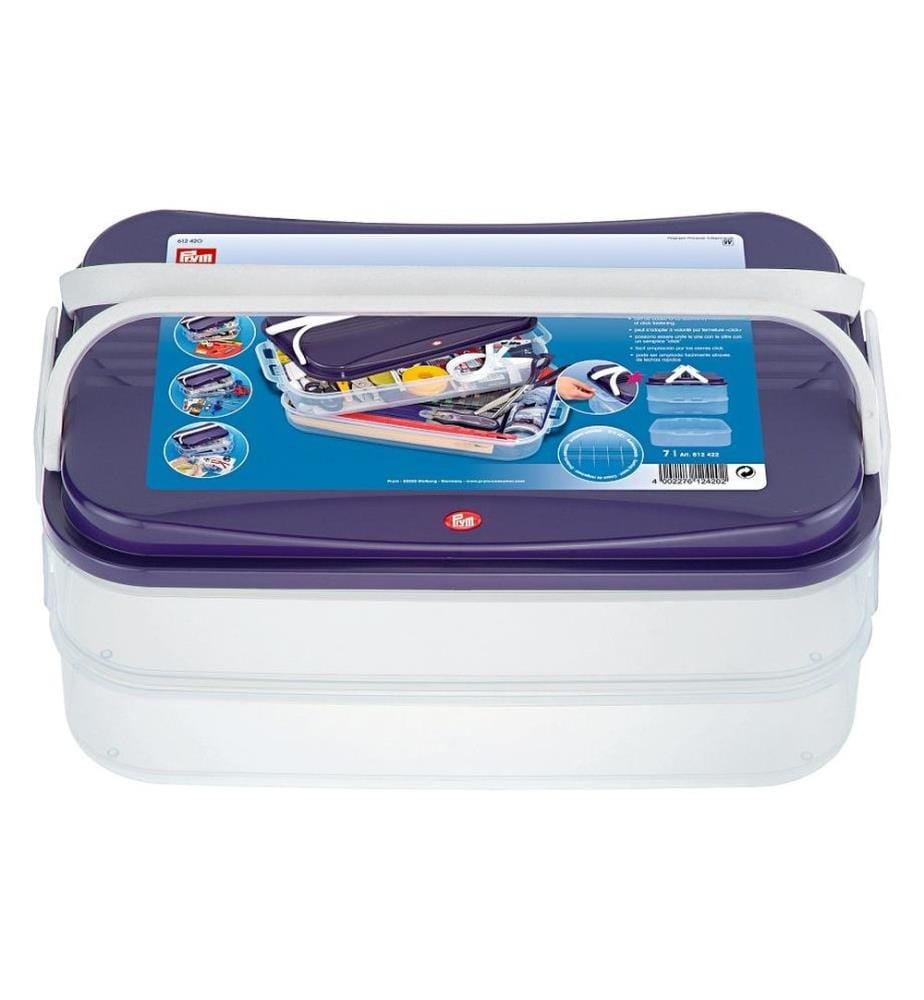 PRYM - Boîte de rangement Click Box Jumbo Violet/Blanc