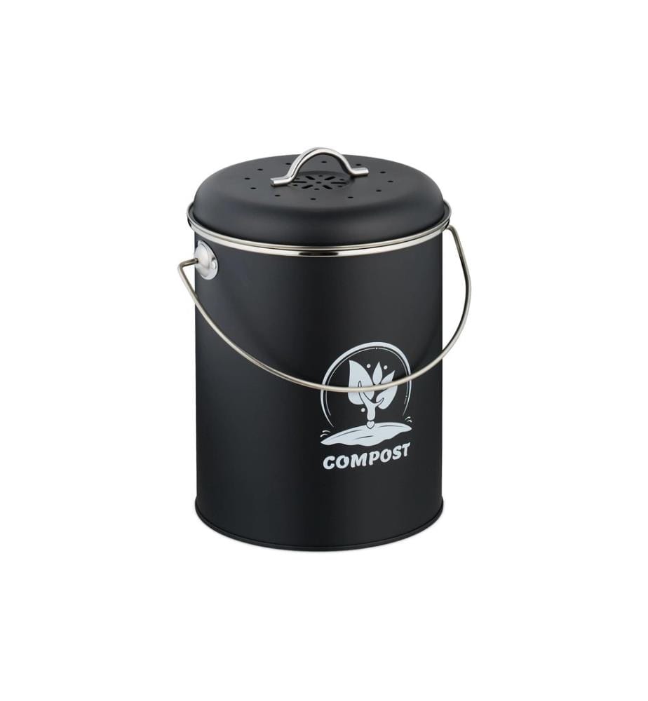 RELAXDAYS - Seau à compost avec filtre anti-odeur 5.5 l, Noir/Argenté