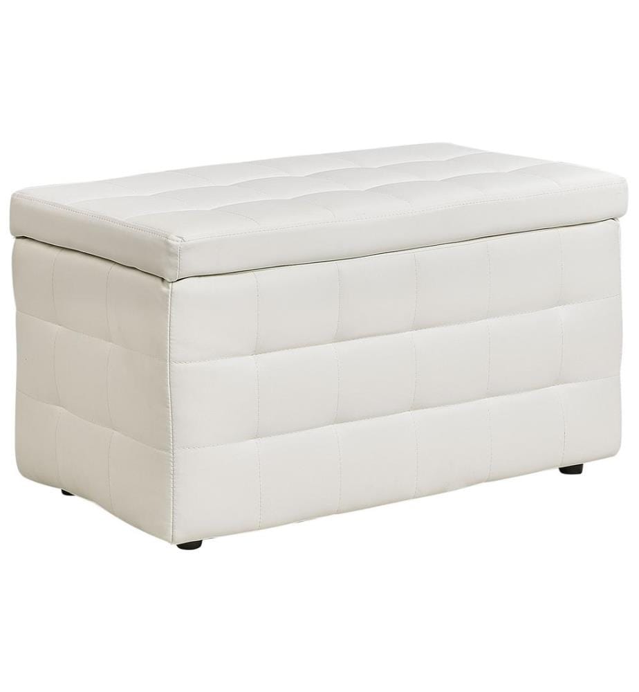 Pouf de rangement MICHIGAN Cuir PU Blanc