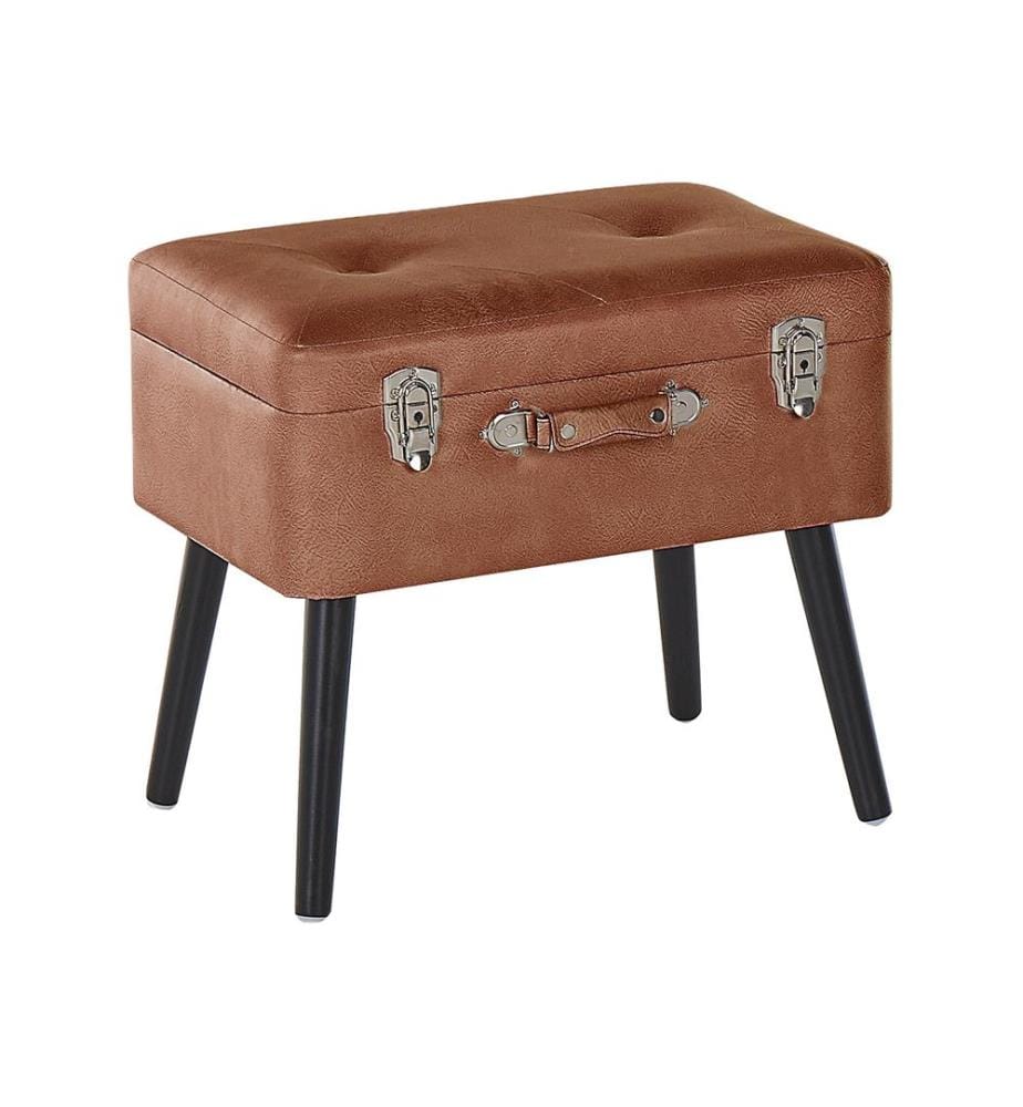 Tabouret de rangement MALLARD Cuir PU Marron doré