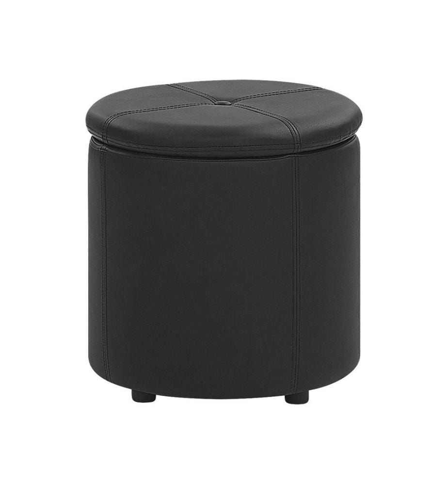 Pouf de rangement MARYLAND Cuir PU Noir