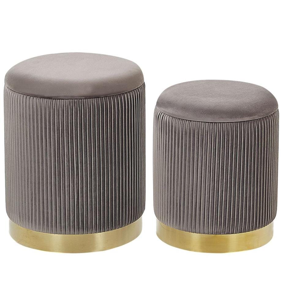 Lot de 2 poufs avec rangement MIRAMAR Velours Gris