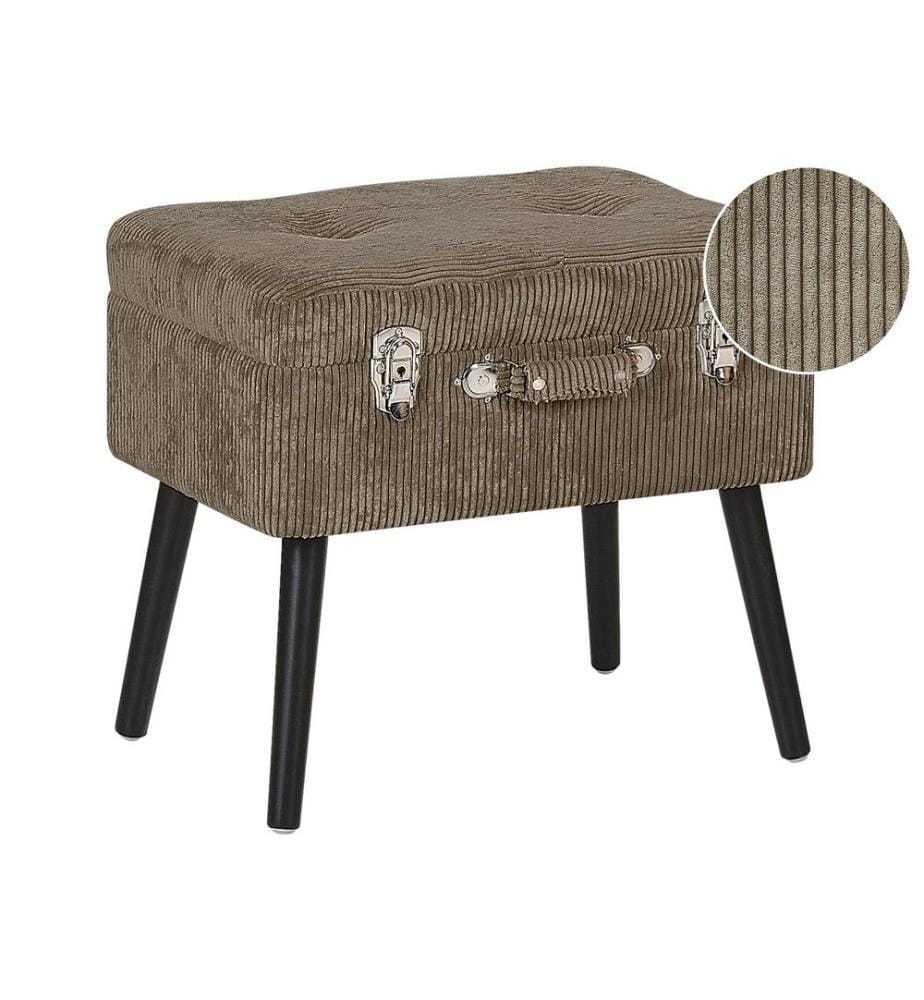 Tabouret de rangement MALLARD Velours côtelé Marron clair