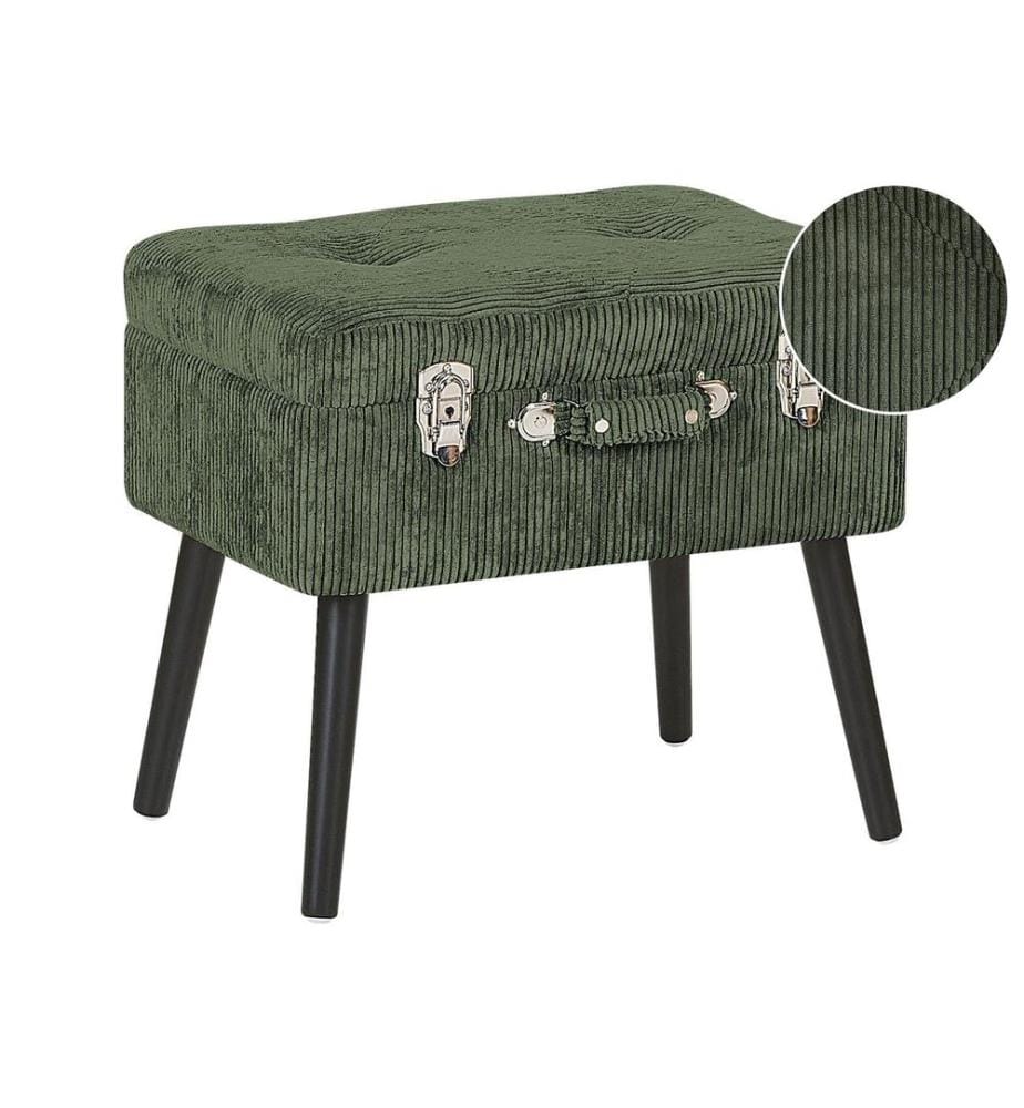 Tabouret de rangement MALLARD Velours côtelé Vert foncé