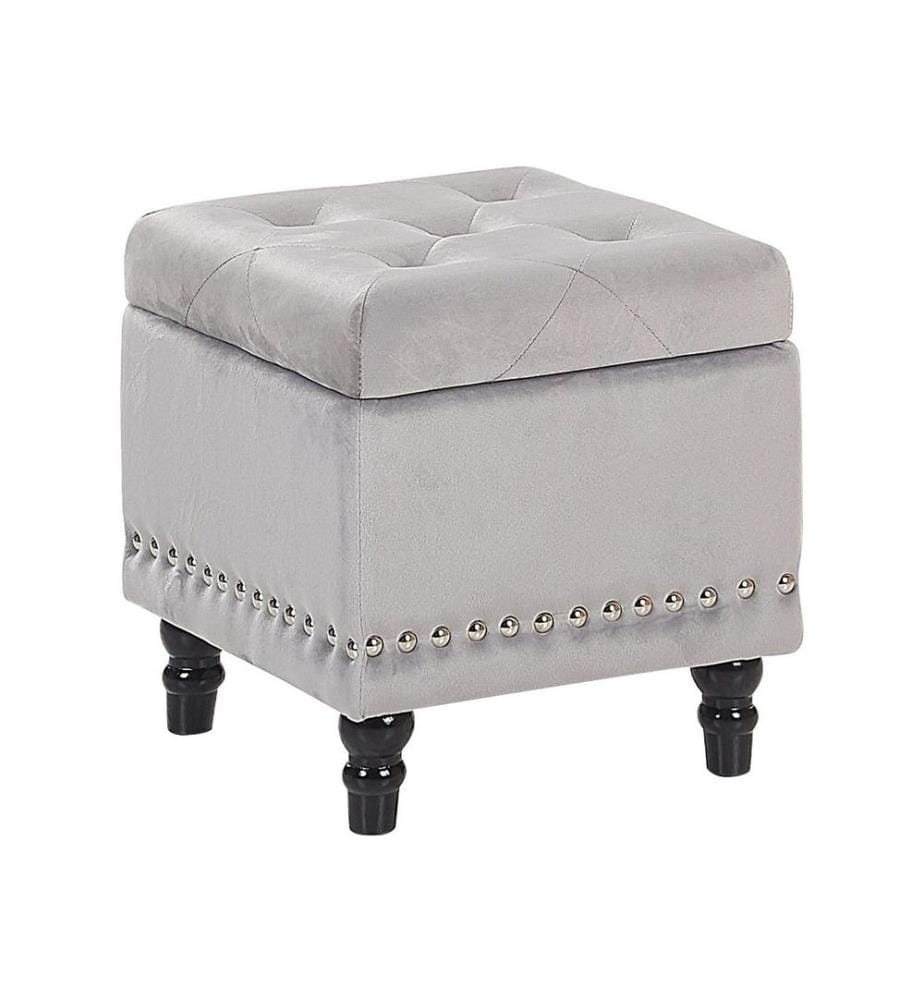 Pouf de rangement LORETTO Velours Gris clair